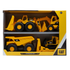 Farmacias Savia CAT Construction Fleet 4-Pack toy vehicles for kids aged 2+ with colorful construction trucks and equipment.