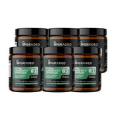 Upgraded Formulas® Total Longevity Upgrade supplement bottle with label, featuring capsules and health benefits on a white background.