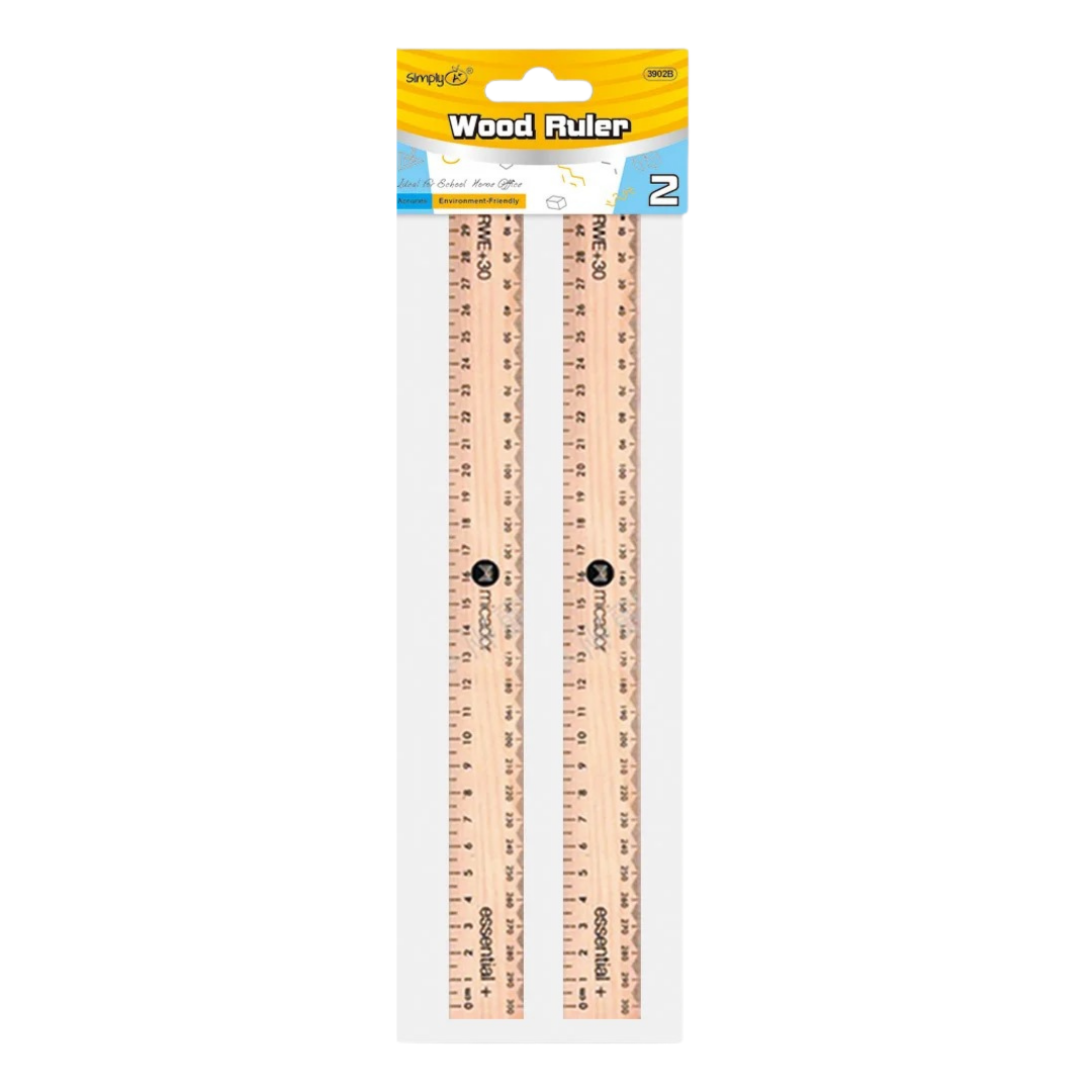 Pack of 2 wooden school rulers from Farmacias Savia, measuring approximately 1.79 meters, ideal for classroom use.