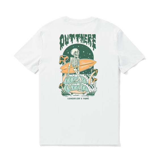 Hawaiian Tee For Men Out There☠️ 🌊BY LOINDAFLOW Tee Crew Neck 100% Cotton - WHITE