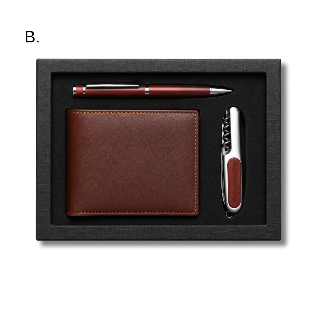 Set de regalo para hombre de Farmacias Savia, incluye productos de cuidado personal en una presentación elegante.
