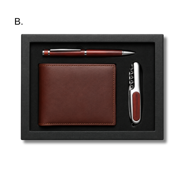 Set de regalo para hombre de Farmacias Savia, incluye productos de cuidado personal en una presentación elegante.