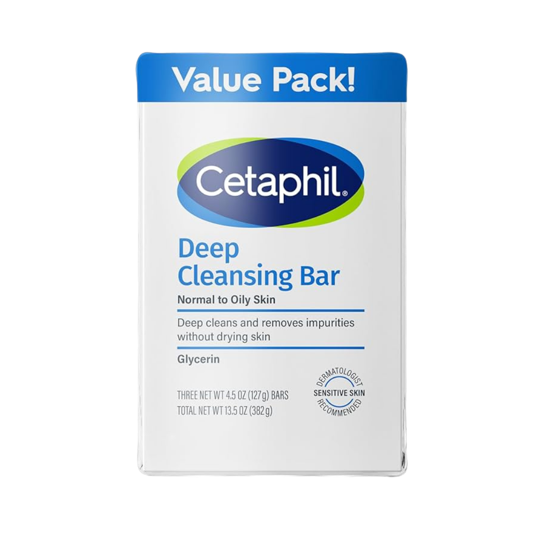 Farmacias Savia Cetaphil Deep Cleansing Bar for normal to oily sensitive skin, three bars, gentle skincare product