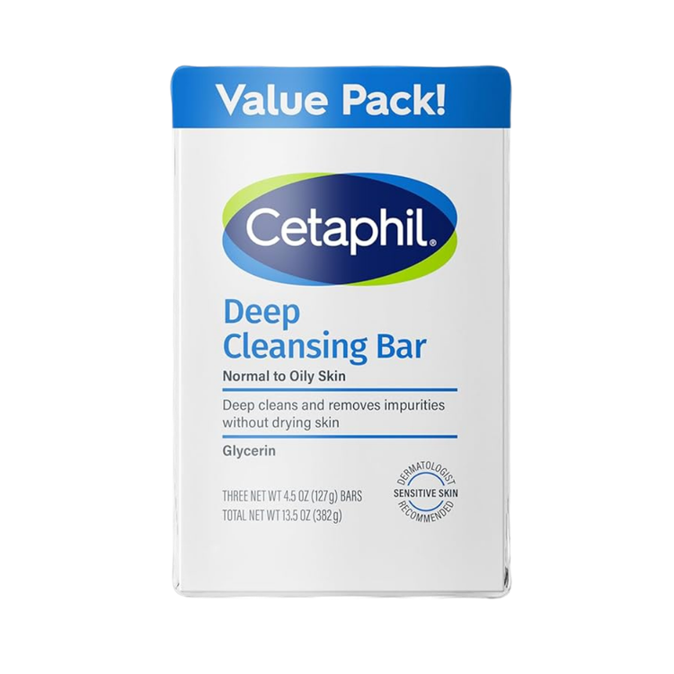 Farmacias Savia Cetaphil Deep Cleansing Bar for normal to oily sensitive skin, three bars, gentle skincare product