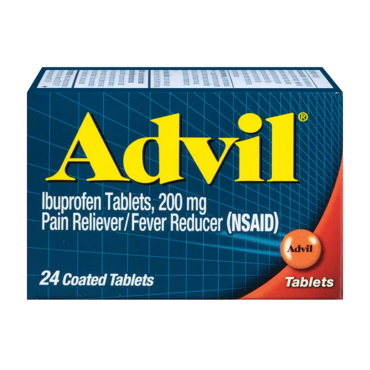 Advil Ibuprofen 200mg pain reliever and fever reducer coated tablets, 24-count, from Farmacias Savia.