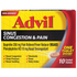 Advil Sinus Congestion & Pain Relief Coated Tablets in a 10-count package, showing the blister pack and tablets.