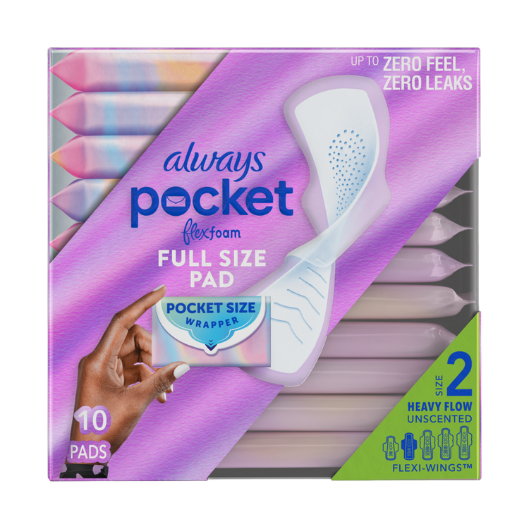 Always Pocket Full Size Pads by Farmacias Savia, 10-pack, compact feminine hygiene pads for daily use, shown in the image.