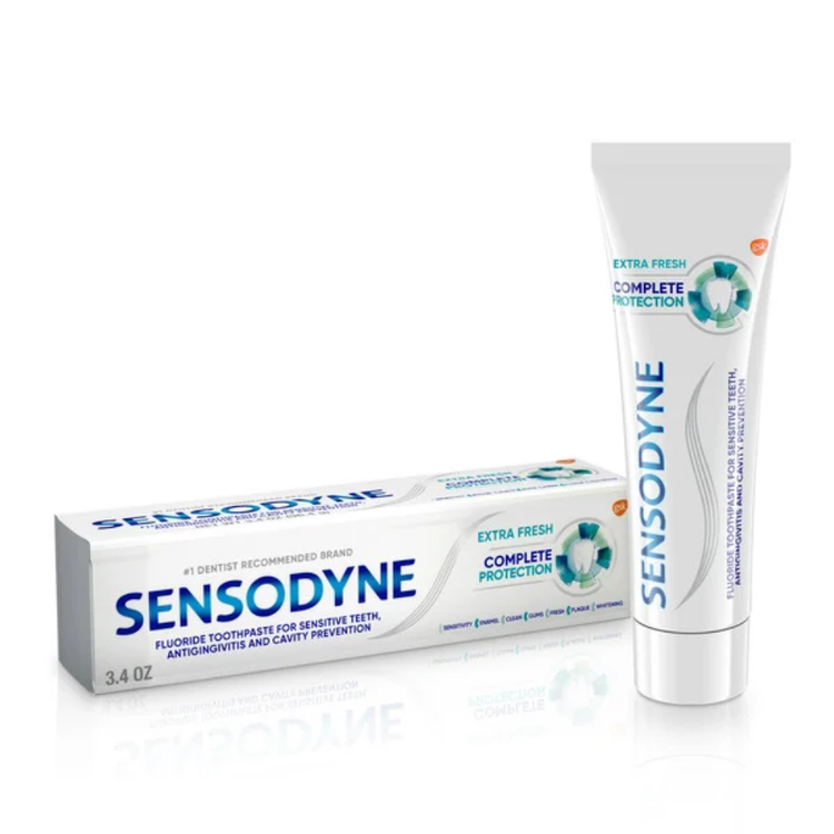 Sensodyne Complete Protection Sensitive Toothpaste 3.4oz for oral care, with extra fresh flavor and protective formula.