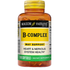 Mason Natural B-Complex supplement softgels in a bottle, 100 count, natural vitamin B complex dietary softgel capsules.