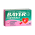 Bayer Chewable Low Dose Aspirin 81mg cherry-flavored tablets for children, 36 count, with orange and white packaging.
