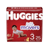Huggies Little Movers Size 3 diapers, 25 count, featuring soft elastic waistband and leak protection for active babies.
