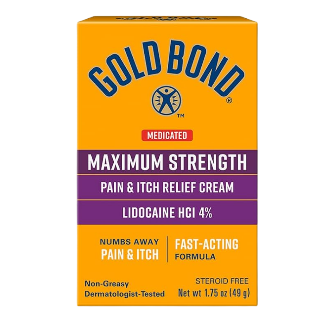 Gold Bond Maximum Strength Lidocaine Cream in 1.75oz tube, soothing topical pain relief from Farmacias Savia