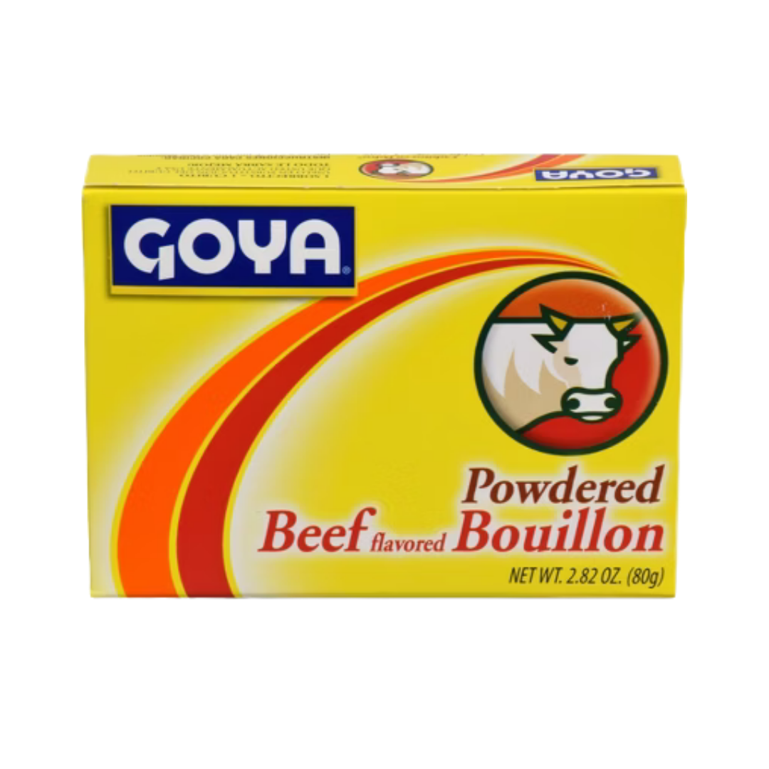 Farmacias Savia Knorr Beef Bouillon granulated envelopes, 8-pack, showing individual seasoning envelopes on a white background.