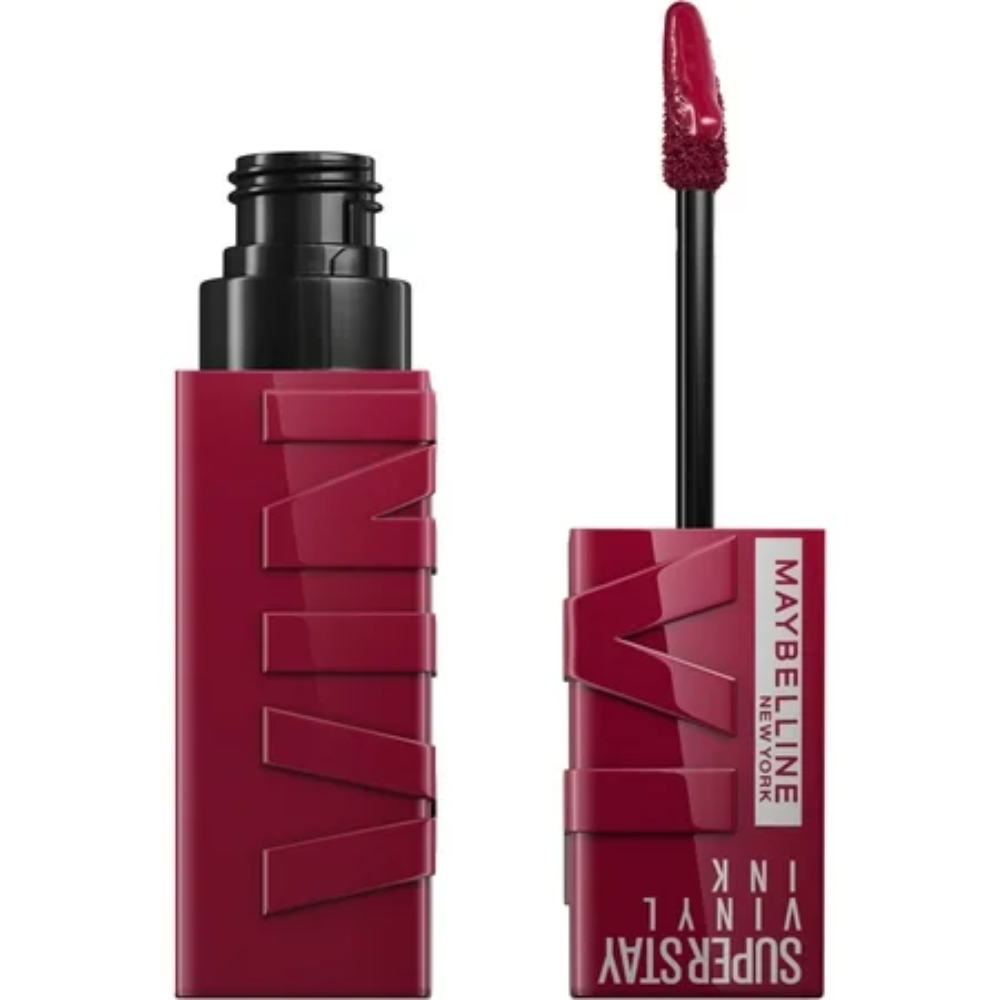 Maybelline Super Stay Vinyl Ink liquid lipstick in shade 30 Unrivaled, featuring a sleek applicator and vibrant color.