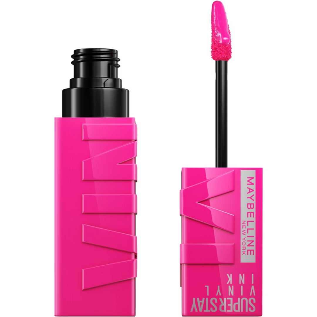 Maybelline Super Stay Vinyl Ink Liquid Lipstick in shade 150 Striking, featuring a sleek applicator and vibrant color.