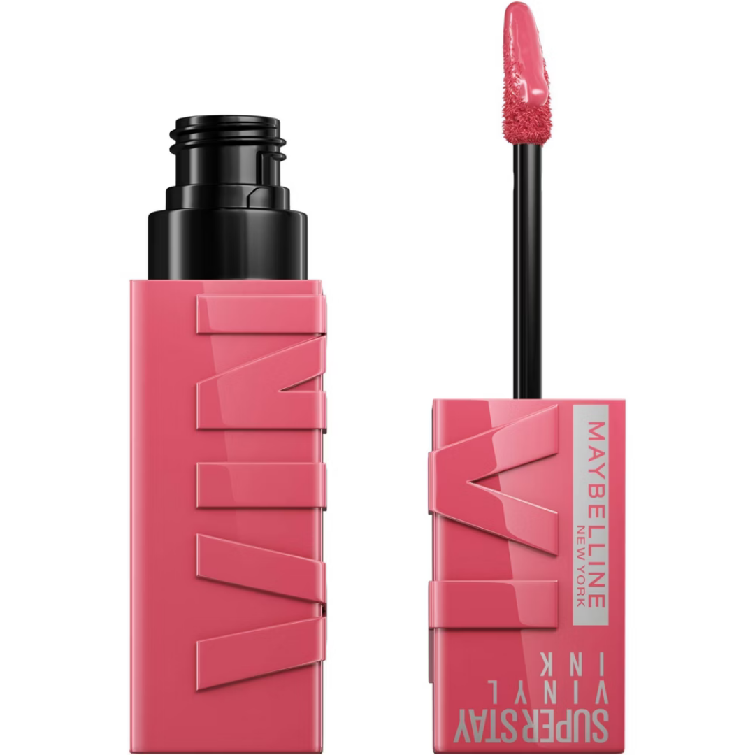 Maybelline Super Stay Vinyl Ink Liquid Lipstick in shade 145 Rogue, showcasing the sleek lipstick tube and applicator.