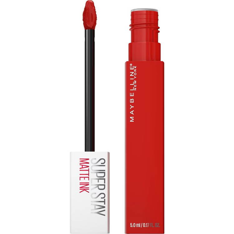 Maybelline Superstay Matte Ink liquid lipstick in shade 330 Innovator, with a matte finish and 0.17 fl oz in a sleek tube.