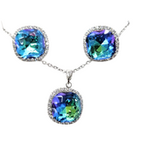Floral and gemstone jewelry set featuring matching necklace and earrings, stylish and colorful for elegant occasions.
