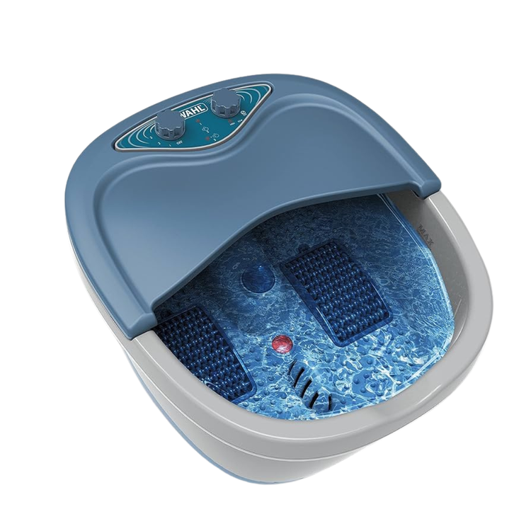 Wahl Foot & Ankle Spa Massager showing a foot and ankle soaking basin with heating and massage features, designed for foot care.
