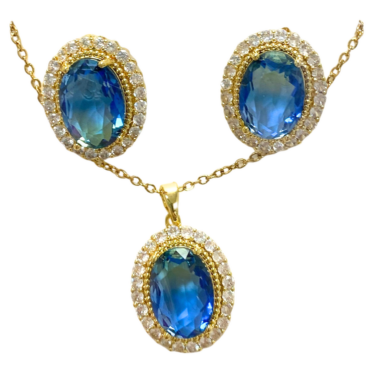 Elegant floral and gemstone necklace and earrings set featuring colorful jewelry pieces, perfect for stylish accessories.