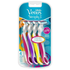 Gillette Simply Venus 3 disposable razors in a 4-pack, featuring three blades and a sleek handle for smooth shaving.