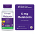 Natrol Melatonin 5mg fast dissolve tablets in strawberry flavor, showing 90-count bottle with tablets and packaging.