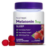 Strawberry-flavored Natrol Melatonin 5mg Gummies in a bottle, 90 count, for natural sleep support.