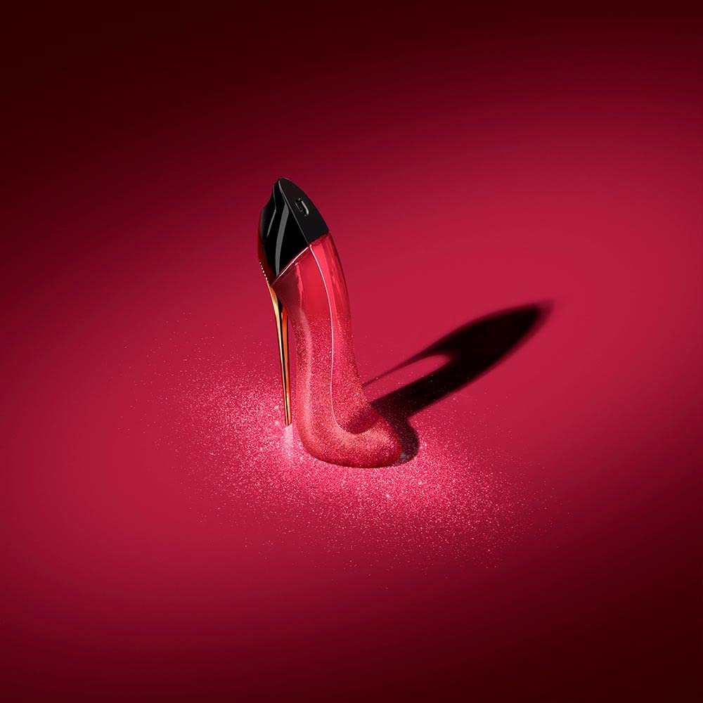 Carolina Herrera Very Good Girl Glam perfume for women, 1.7 oz, elegant bottle with red accents, floral and fruity scent.