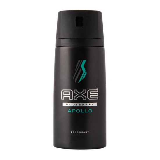 Axe Apollo deodorant body spray for men in 150 ml spray bottle, featuring sleek blue packaging and branding.