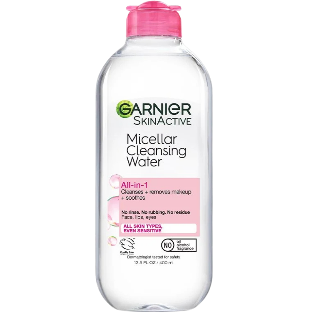 Garnier SkinActive Micellar Cleansing Water Mattifying in a 13.5oz bottle, suitable for removing makeup and excess oil.