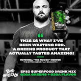 Mutant Big Greens vitamin and herbal supplement bottle with 30 servings, featuring a green label and supplement details.