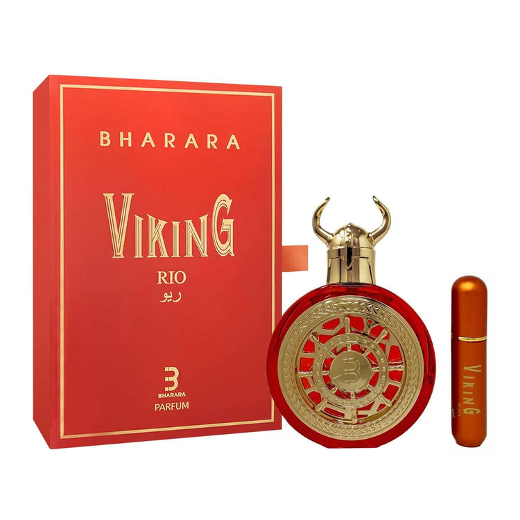 Bharara Unisex Viking Rio perfume bottle from Farmacias Savia, 3.4 oz, featuring sleek design and elegant packaging.