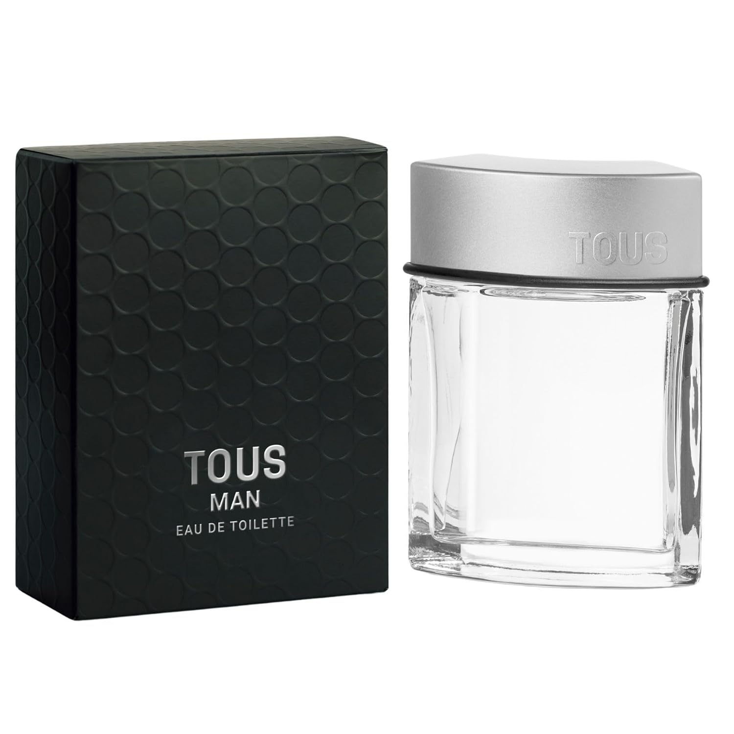 Farmacias Savia Tous Man Eau de Toilette perfume bottle, 3.4 oz, with sleek design and label visible.