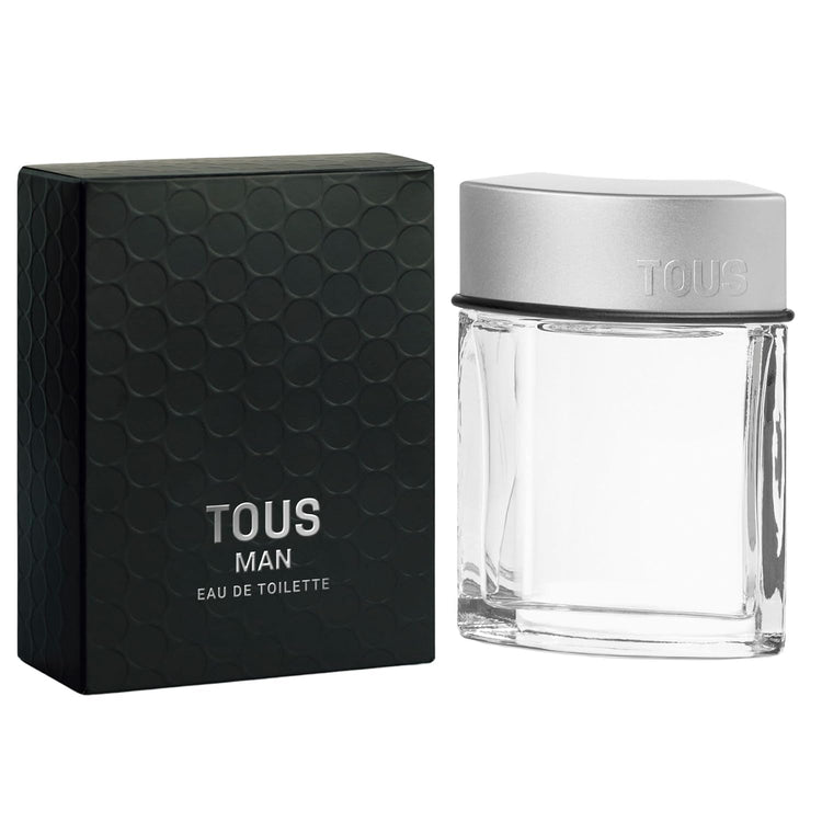 Farmacias Savia Tous Man Eau de Toilette perfume bottle, 3.4 oz, with sleek design and label visible.
