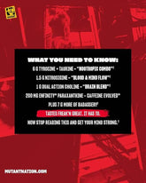 Pre-workout supplement Mutant MindFK by PoorBoySupplements.com in 20-serving container, featuring vibrant label and supplement details.