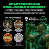 Mutant Big Greens vitamins and herbs supplement bottle with 30 servings, featuring green label and product details.