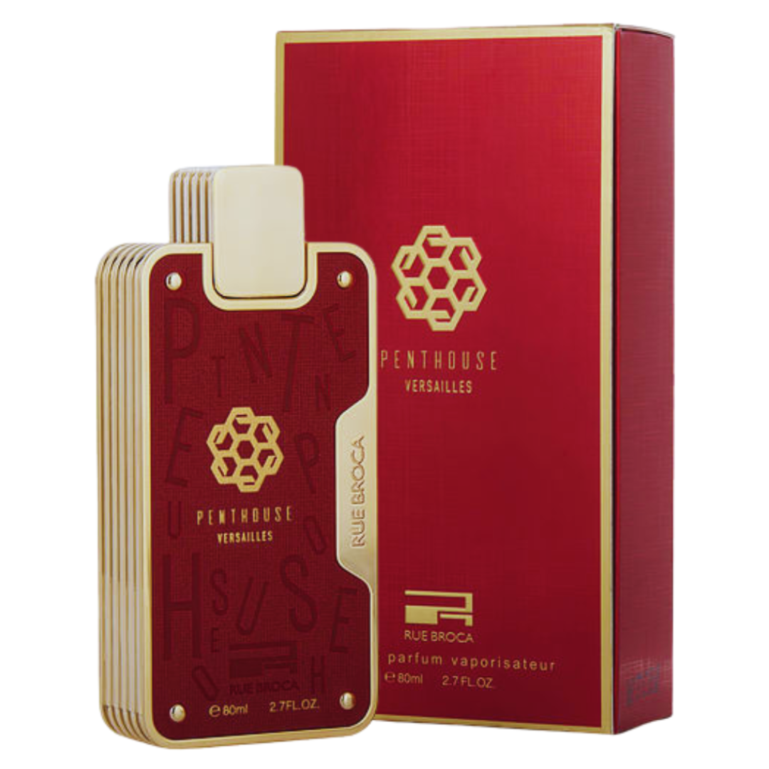Unisex Penthouse Versailles Eau de Parfum spray bottle, 3.4oz, with elegant packaging and floral design.