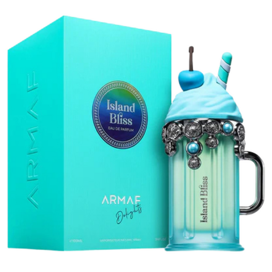 Armaf Island Bliss Eau de Parfum spray for women in 3.4oz bottle, showcasing the fragrance bottle with island-themed design.