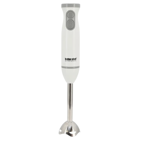 Better Chef immersion hand blender IM-800, 2-speed electric blender for cooking and mixing, with a sleek design and stainless steel blending shaft.