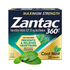 Zantac 360 Cool Mint acid reducer tablets by Farmacias Savia, 25-count bottle with mint-flavored tablets on a white background.