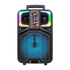 HomeBoss AO-818 8-inch portable Bluetooth speaker with LED lights, compact design, and built-in controls for wireless music playback.