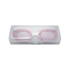 Pink kids swimming goggles with a hard protective case, designed for young swimmers by Farmacias Savia.
