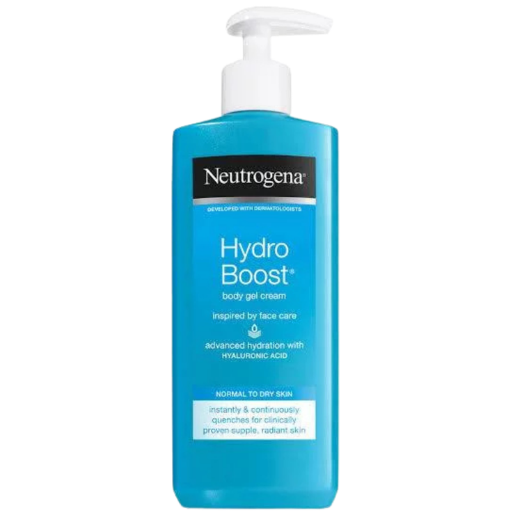 Neutrogena Hydro Boost Body Gel Cream in 8.5oz container, moisturizing lotion with hyaluronic acid for smooth, hydrated skin.