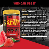 Mutant Gear EAA Recovery Complex BCAA amino acids supplement in 30-serving container, ideal for muscle recovery and hydration.