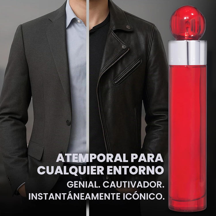 Perry Ellis 360 Red for Men Eau de Toilette 3.4oz perfume bottle with red accents, showcasing the men&