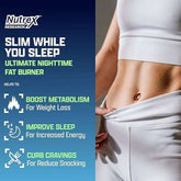 Nutrex LIPO-6 NightTime weight loss supplement capsules, 30-count bottle, shown in clear view with label and cap.