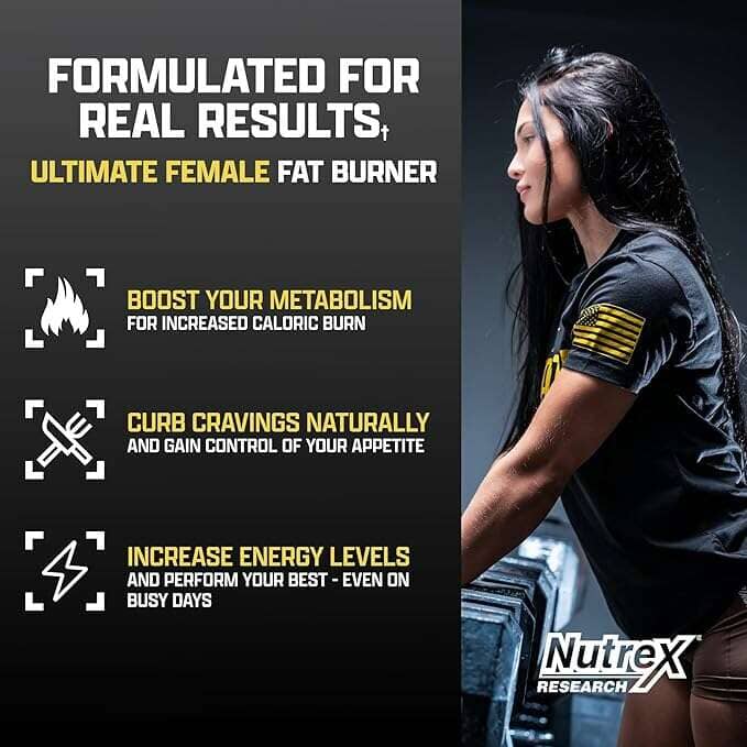 Nutrex LIPO-6 Hers Ultra Concentrate weight loss supplement bottle with 60 capsules, designed for women’s fat burning.