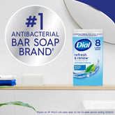 Farmacias Savia Dial antibacterial bar soap with spring water, 4 oz, 8 bars, natural cleansing for healthy skin.