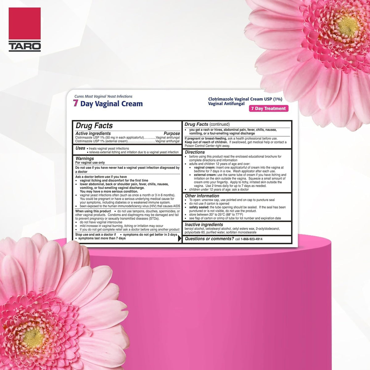 Taro Clotrimazole 7-day antifungal vaginal cream by Farmacias Savia, 1.5 oz tube for treating vaginal fungal infections.