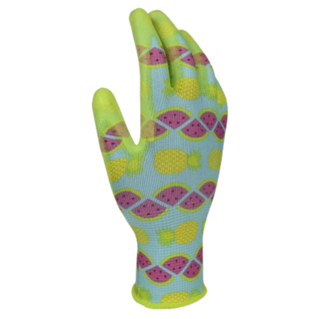 Pair of Farmacias Savia gardening gloves in medium size, showing durable fabric and protective design for gardening tasks.